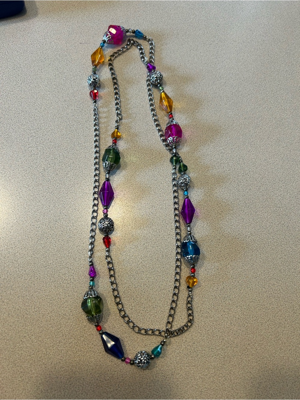 Multicolor Beaded Chain Necklace - Women Jewelry